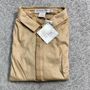 Gretchen Scott Womens XL Suede Tunic Top 3/4 Sleeve Tan Gold NWT Soft Stretch